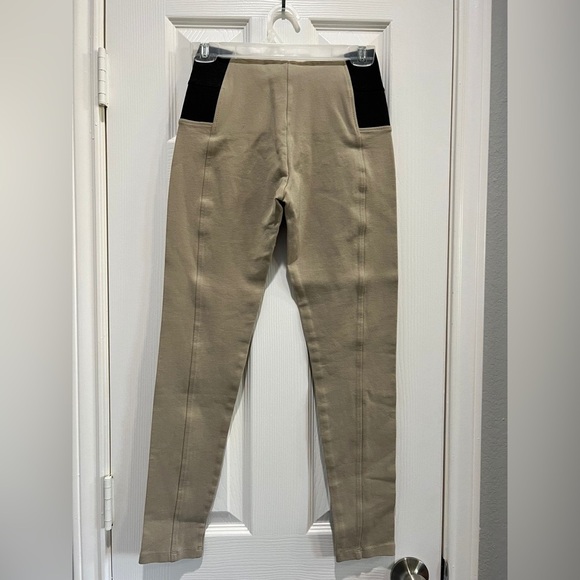 Chocolate U.S.A. Khaki Skinny Work Pants / Slacks with Black Waistband - Picture 2 of 7